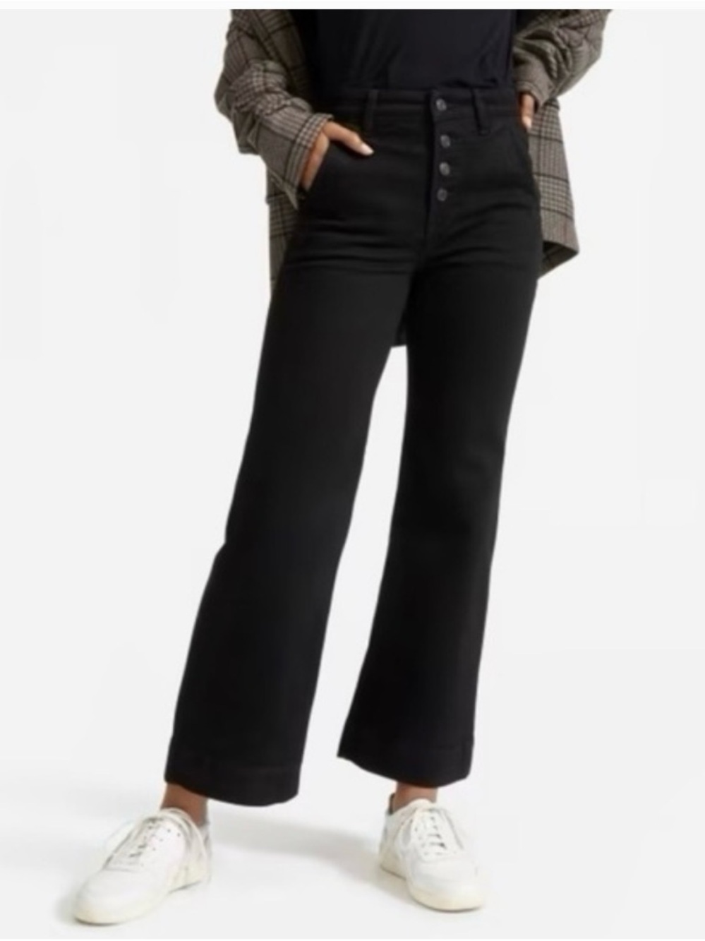 Everlane The Wide Leg Button Fly black jeans 25in waist